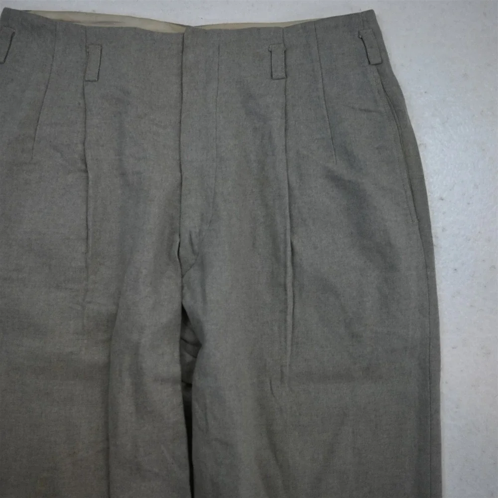 Vtg 1940s 1950s 30x32 Gray Flannel Wool High Waist Pleated‎ Baggy Dress Pants